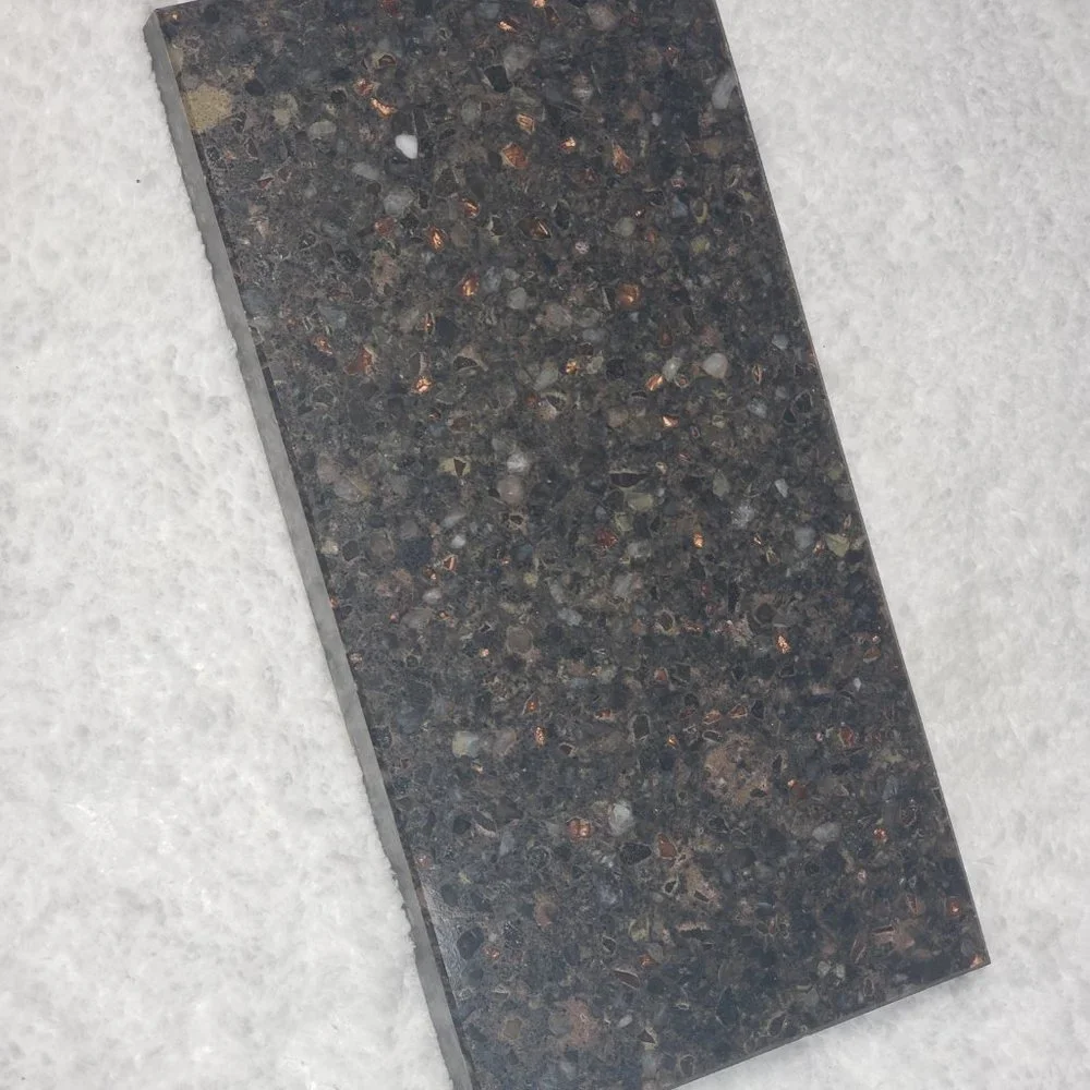 Quartz Stone Cutting Board cheese sushi charcuterie tray 5x10 black brown copper